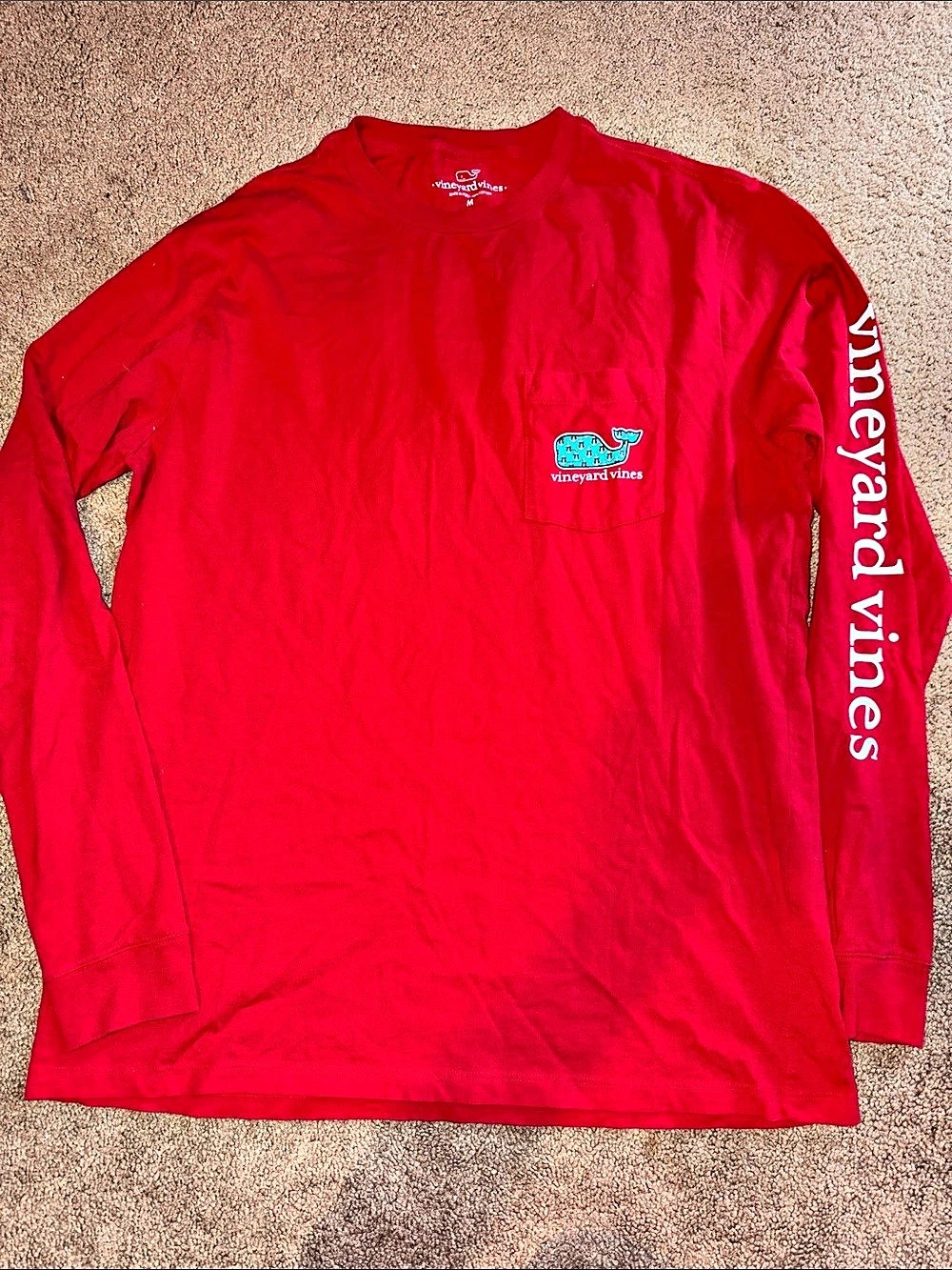 vineyard vines Long-Sleeve Vintage Whale Pocket long sleeve Red Medium